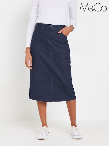 M&Co Blue Denim Midi Skirt (F21238) | €55