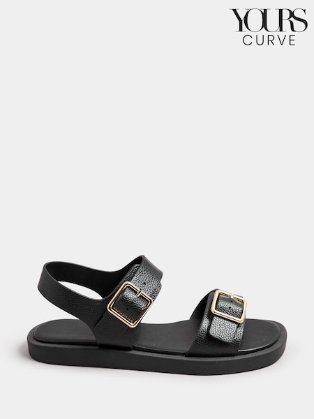 Yours Curve Black Extra Wide Fit Extra-Wide Fit Buckle Chunky Sandals (F21249) | $47