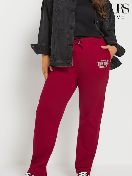 Yours Curve Red New York Logo Stretch Joggers (F21260) | €36