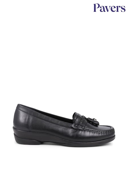 Pavers Black Leather Slip-Ons Loafers (F21264) | 188 QAR