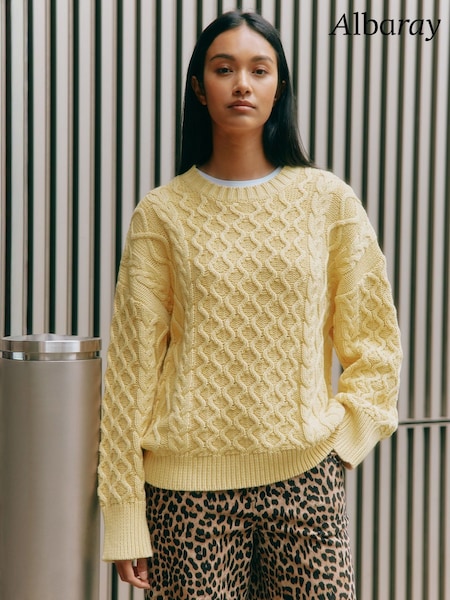 Albaray Oversize Yellow Cable 100% Cotton Jumper (F21279) | €126