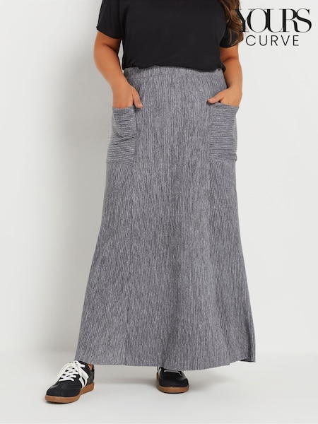 Yours Curve Grey Pleated Pocket Skirt (F21294) | €38