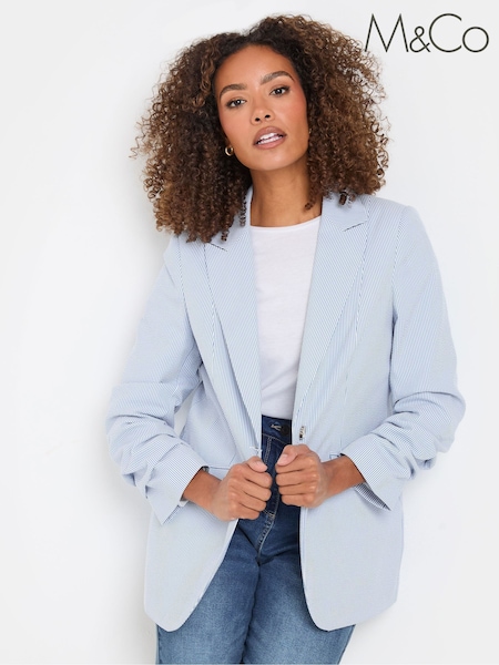 M&Co Stripe Seersucker Blazer (F21295) | 477 LEI