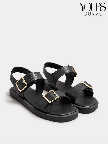 Yours Curve Black Wide Fit Extra-Wide Fit Buckle Chunky Sandals (F21299) | €43