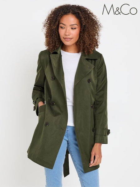 Зеленый - M&Co Short Dipped Back Trench Coat (F21301) | €93