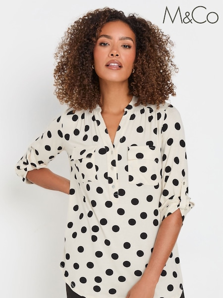 M&Co Natural Chrome Leopard Print Pocket Detail Blouse (F21319) | ₪151