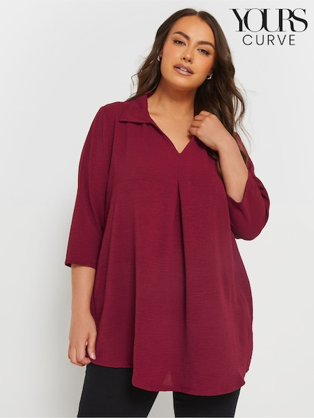 Yours Curve Red Textured Pleated Front Shirt (F21320) | €36