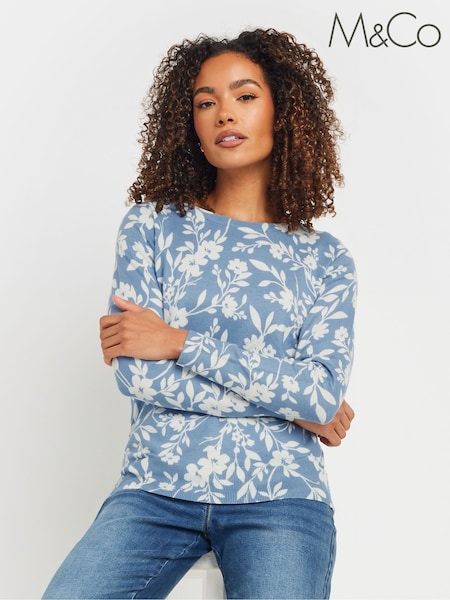 M&Co Floral Crew Neck Jumper (F21388) | €52