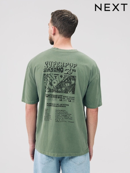 Khaki Green Pink Floyd Regular Fit Band Graphic Print T-Shirt (F21410) | 124 QAR