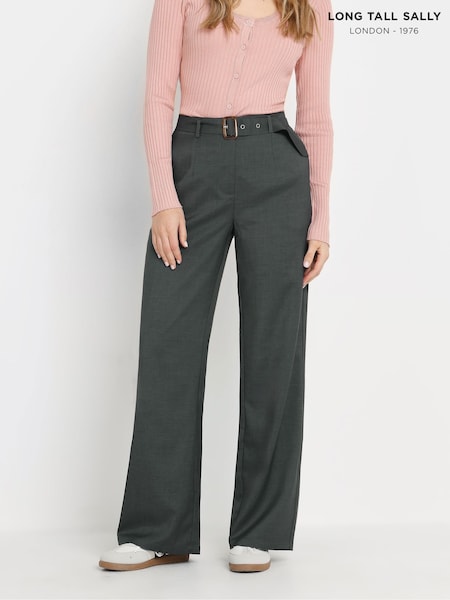 Long Tall Sally Grey Wide Leg Belted Trousers (F21438) | AED227