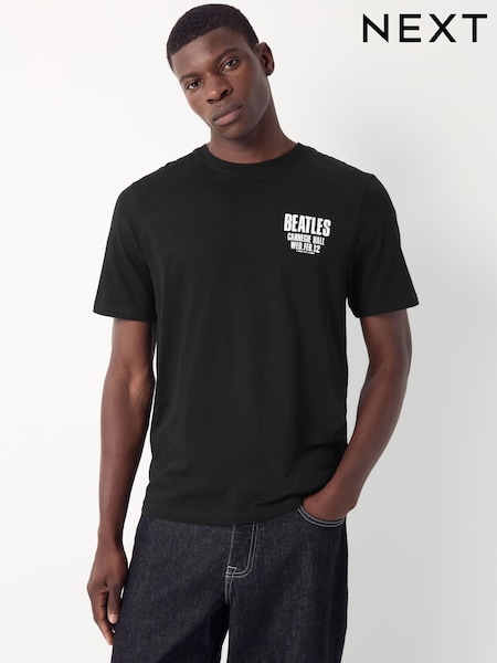 Beatles Black Regular Fit Band Graphic Print T-Shirt (F21446) | € 37