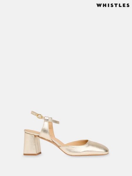 Whistles Gold Matilda Block Heel Shoes (F21452) | R$ 1,570