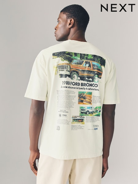 White Ford Bronco Licence Graphic 100% Cotton T-Shirt (F21474) | €28