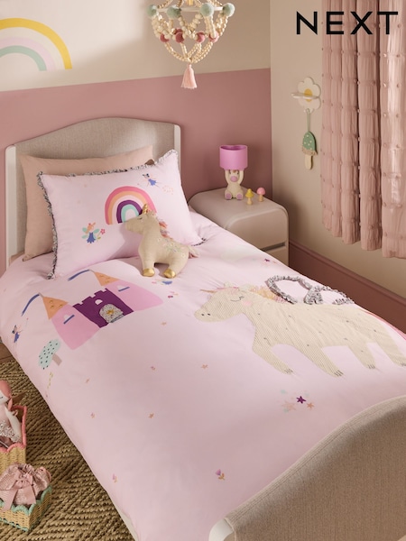 Lilac Unicorn Fairy Castle Duvet Cover and Pillowcase Set (F21482) | 157 QAR - 216 QAR