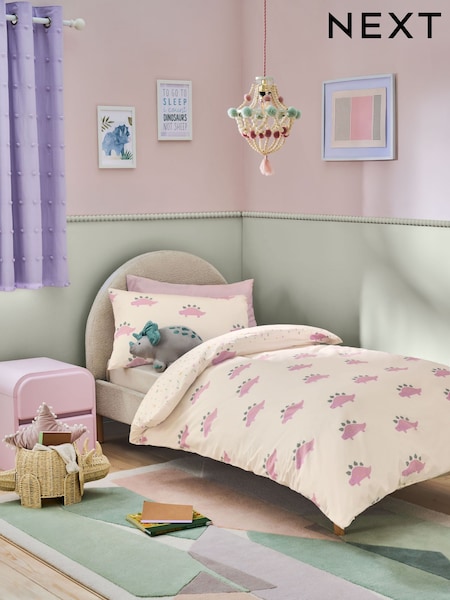 Pink Dinosaur Duvet Cover and Pillowcase Set (F21486) | €17 - €18