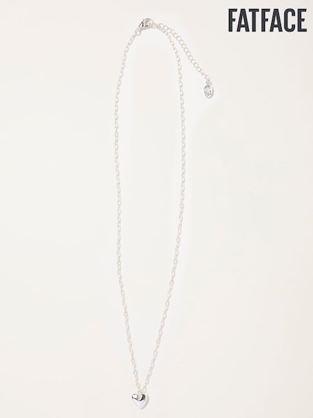 FatFace Silver Tone Heart Chain Necklace (F21506) | €19