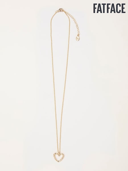 FatFace Gold Tone Hammered Heart Necklace (F21509) | €19
