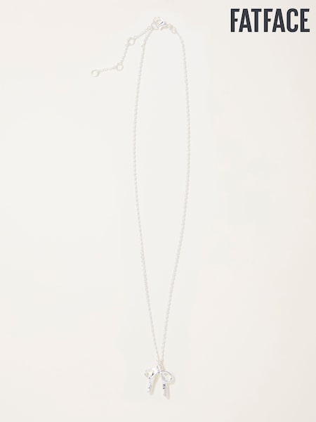 FatFace Silver Tone Large Bow Necklace (F21519) | AED84