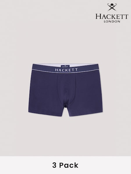 Синий - Hackett Pack Of 3 Cotton Boxer Trunks (F21562) | €53