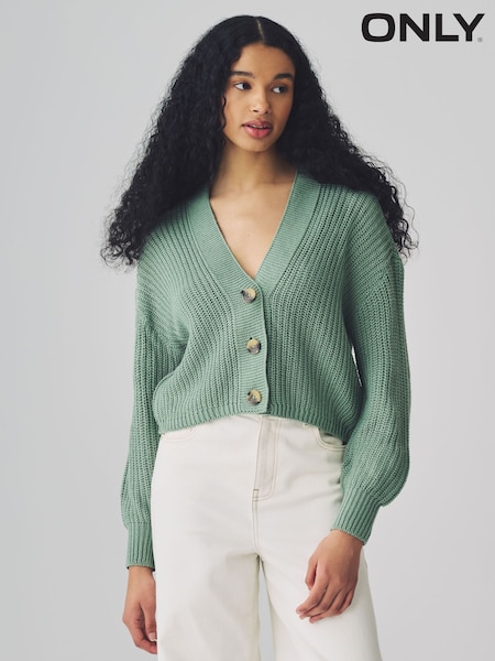 zelena - ONLY Button Down Ribbed Knitted Cardigan (F21567) | € 37