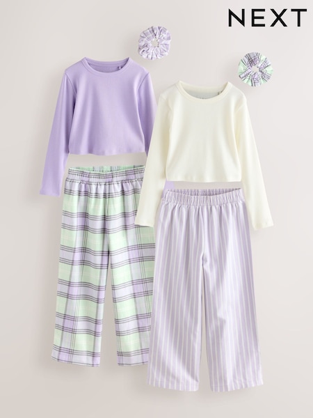 Purple/Green Woven Bottom Pyjamas 2 Pack with Hair Scrunchies (3-16yrs) (F21589) | AZN 70 - AZN 87