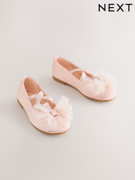 Pink Bow Satin Ballet Shoes (F21601) | €25 - €35