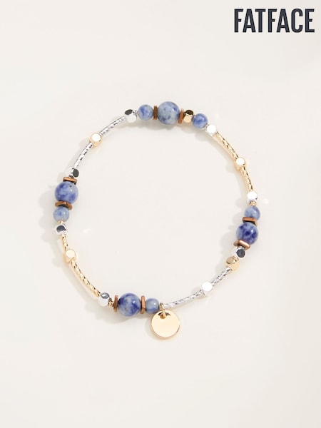 FatFace Navy Beaded Stretch Bracelet (F21623) | AED73