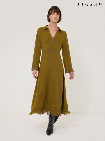 Jigsaw Green Silk Blend Boucle Dress (F21632) | AED655