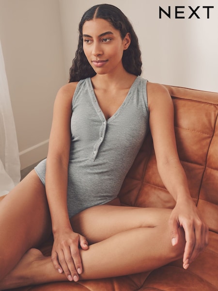 Harmaa Marli - Sleeveless Henley Bodysuit (F21633) | €36