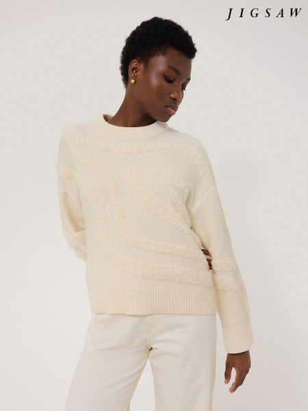Jigsaw Cream Loop Intarsia Jumper (F21634) | AED480
