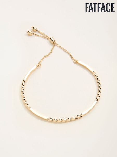 FatFace Gold Tone Twist Adjustable Bracelet (F21660) | AED84