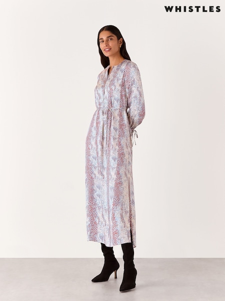 Whistles Natural Mottled Snake Print Midi Dress (F21744) | €102