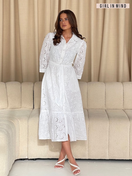 Alb - Girl In Mind Michelle Broidery Shirt 100% Cotton Maxi Dress (F22159) | 432 LEI
