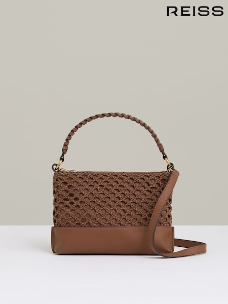 Reiss Tan Blakeley Weave Cross-Body Bag (F22192) | ₪1,079