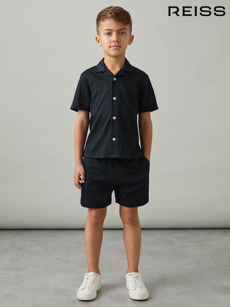 Reiss Navy Alvar 3-9 yrs Wave-Jacquard Drawstring Shorts (F22193) | €46
