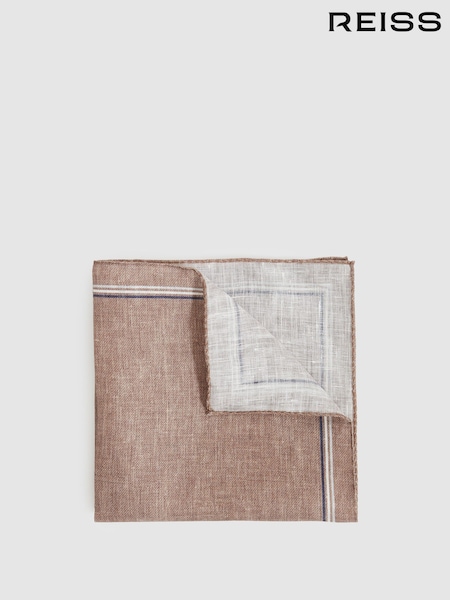Reiss Soft Brown Fiorello Linen Pocket Square (F22196) | €55