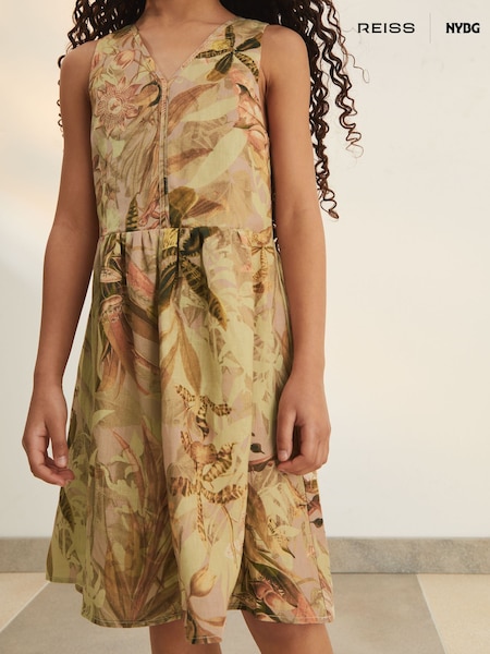 Reiss Khaki Anna 9-13 yrs Reiss | NYBG Floral-Print Midi Dress (F22202) | 595 QAR