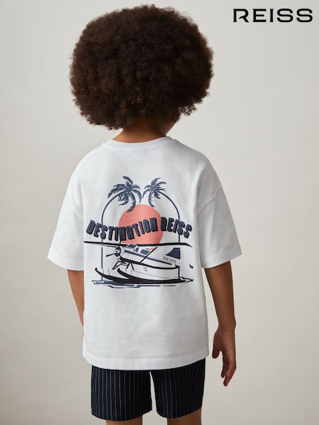 Reiss White/Multi Jimmy 9-13 yrs Cotton Oversized Graphic-Print T-Shirt (F22211) | €35