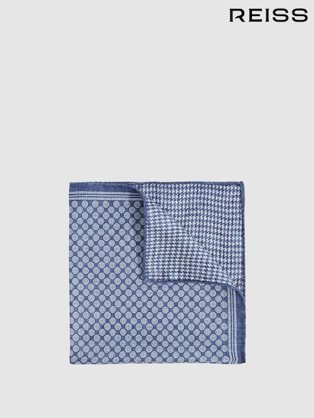 Marineblau - Reiss Giulio Silk Medallion-Print Pocket Square (F22212) | 58 €