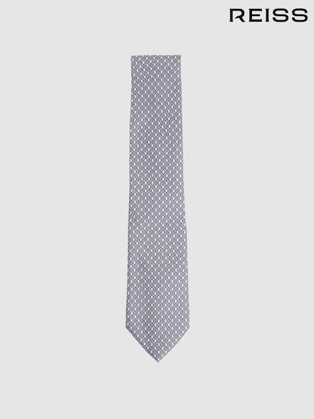 Reiss Soft Pink Caruso Silk Geometric-Print Tie (F22223) | 500 QAR