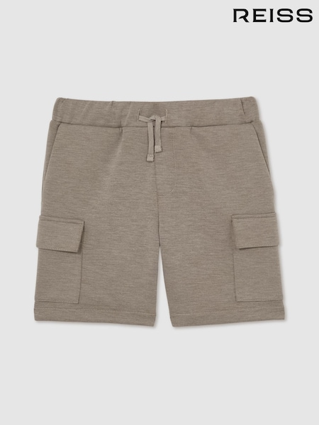 Taupe - Pantaloni scurți cargo din jerseu interlock Reiss Oliver (F22243) | 264 LEI