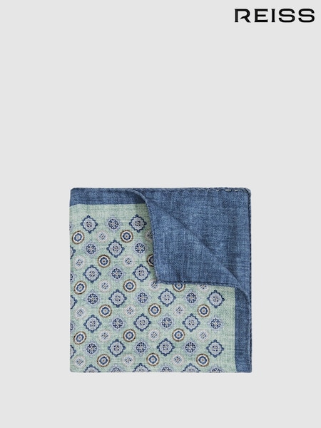 Soft-Salbeigrün - Reiss Giotte Silk Medallion-Print Pocket Square (F22250) | 58 €