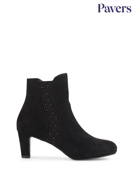Pavers Black Chic Platform Heeled Ankle Boots (F22260) | €59