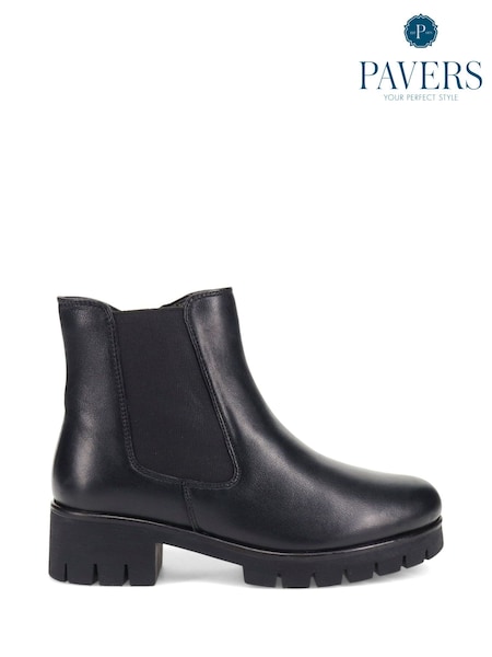 Pavers Black Chunky Leather Chelsea Boots (F22273) | €85