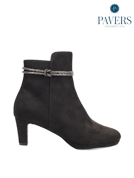 Pavers Black Platform Heeled Ankle Boots (F22275) | 234 QAR