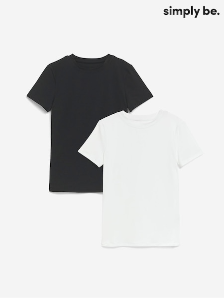 Simply Be Black Smoothing T-Shirt 2 Pack (F22317) | 148 QAR