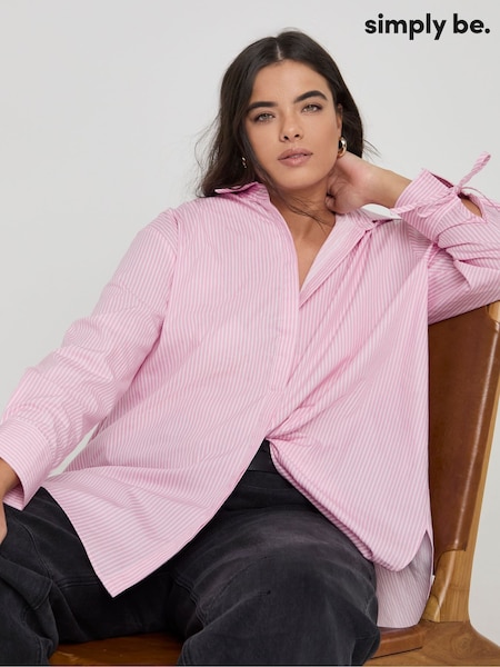 Simply Be Pink Oversized Open Back 100% Cotton Shirt (F22327) | €40