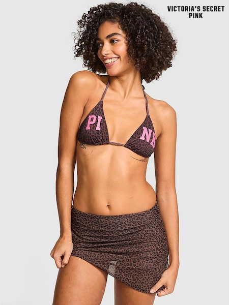 Victoria's Secret PINK Brown Leopard Cheeky Bikini Bottom with Skirt (F22375) | €39