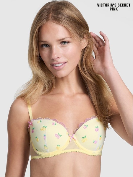 Victoria's Secret PINK Lemon Yellow Lightly Lined Balcony Embroidery Bra (F22390) | €40