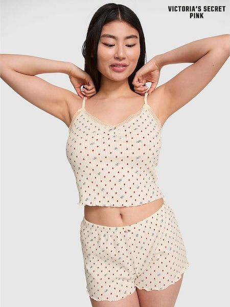 Victoria's Secret PINK White Shell Strawberries Pointelle PJ Cami Top (F22417) | €22